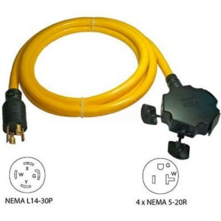 CONNTEK Conntek, 20610-010 10', 30A, Generator Power Cord with NEMA L14-30P to 5-15/20R*4 20610-010